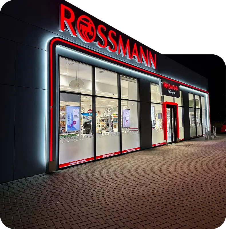 Podświetlone logo Rossmann Podświetlone logo Rossmann